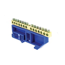 Шина "0" N (6х9мм) 14 отверстий латунь синий изолятор на DIN-рейку EKF PROxima