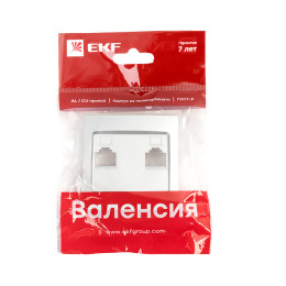 Валенсия лицевая панель розетки RJ-45 2-местная сталь EKF PROxima