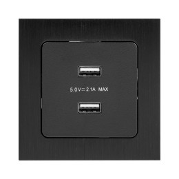 Стокгольм Механизм Розетки USB 2-местной 2,1А  черный  EKF PROxima